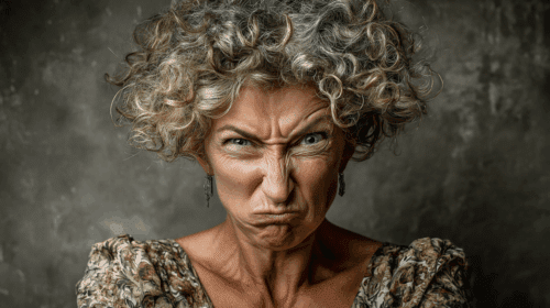 A woman with a gnarled squint.